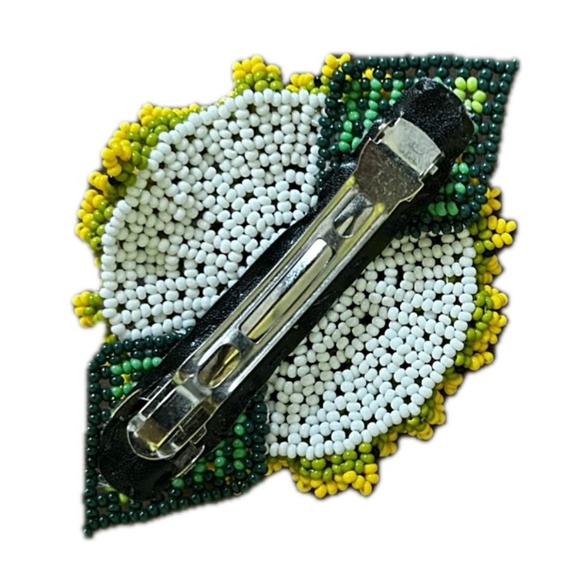 Large Wildflower Hair Statement Beaded Woven Clips (Smithsonian Museum Store) - Picture 7 of 9